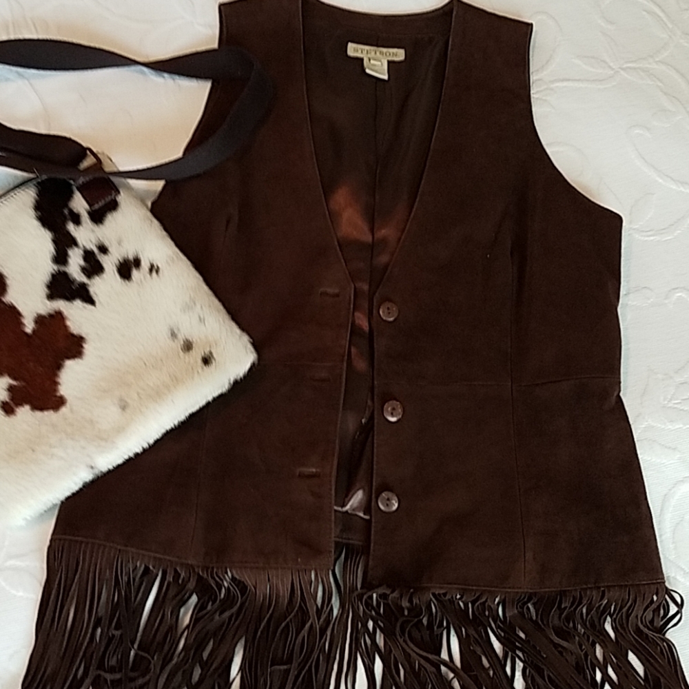 Suede fringed vest